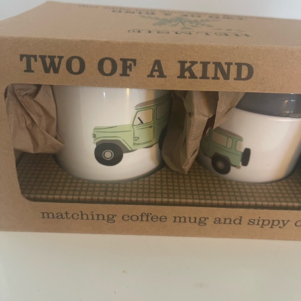 Two of a Kind Green Mug and Sippy Cup Set